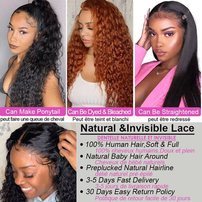30” Deep Wave Lace Front Wig – 13x4/13x6 HD Human Hair