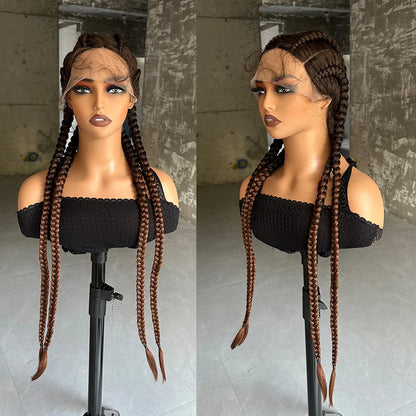 32” Synthetic 4-Twist Cornrow Braided Wig – Lace Front with Baby Hair