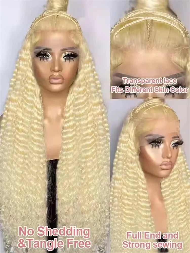 613 Honey Blonde Deep Wave Wig – 13x6/13x4 HD Lace, 220% Human Hair