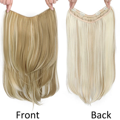 WIGSIN 22” V-Shaped Clip-In Wig – Long Straight Synthetic Black & Blonde Hair