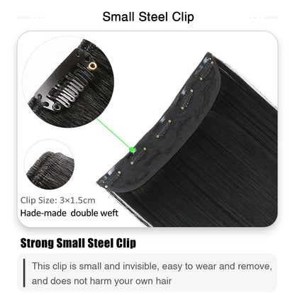 Long Straight Clip-In Hair Extension – 5 Clips, Heat-Resistant Synthetic Hair