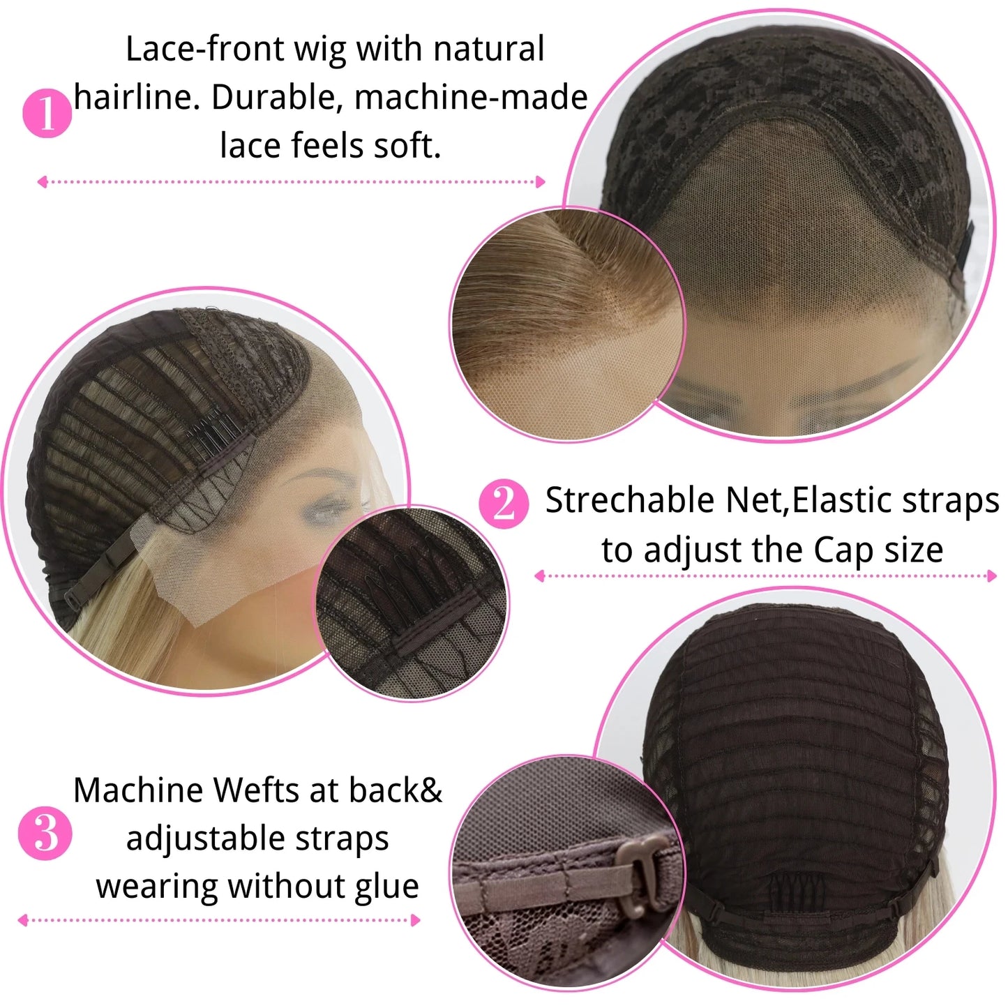 Light Pink Short Bob Wig – 13x4 Lace, Glueless Heat-Resistant Hair