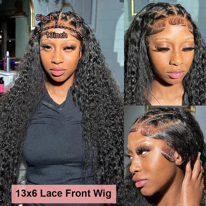 40” Deep Wave Glueless Wig – 13x4/13x6 HD Lace, Curly Human Hair